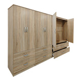 Dulap Athos cu 6 usi si sertare, 240x42x180 cm - Stejar