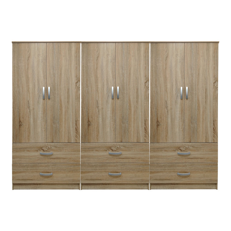 Dulap Athos cu 6 usi si sertare, 240x42x180 cm - Stejar