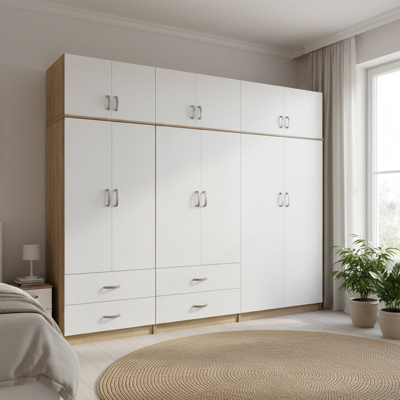 Dulap Athos cu 6 usi si loft, 240x42x240 cm - Dulap Athos cu 6 usi si loft, 240x42x240 cm - 383-000272
