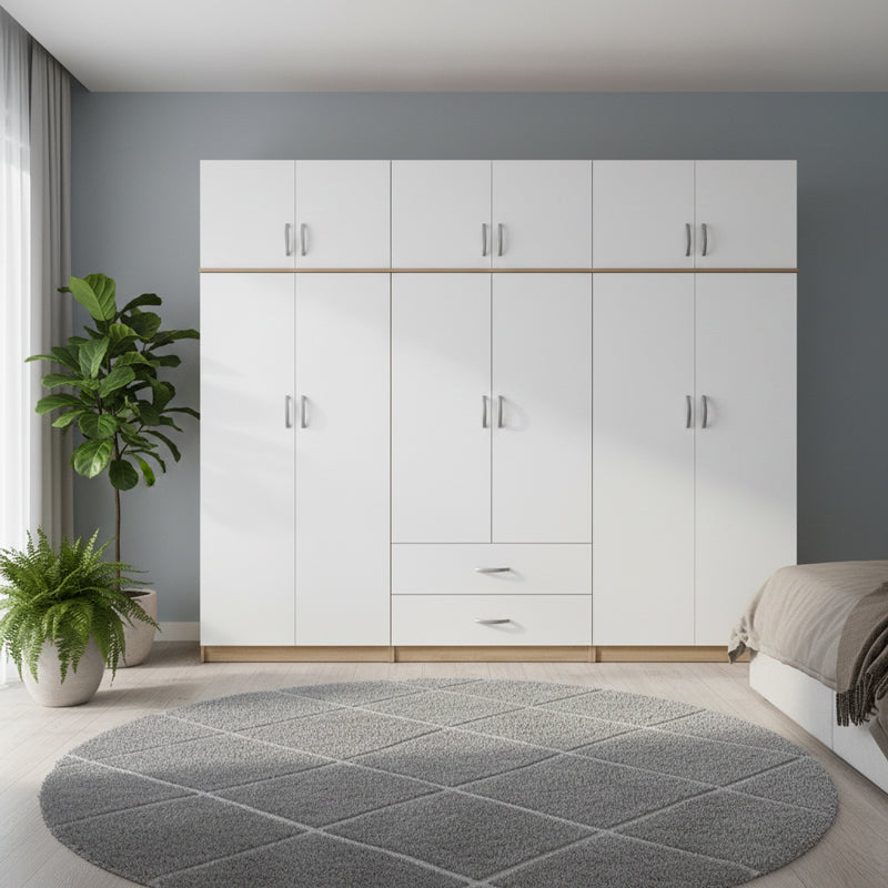 Dulap Athos I cu 6 usi si loft, 240x42x240 cm - Dulap Athos I cu 6 usi si loft, 240x42x240 cm - 383-000273