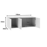 Dulap cu trei uși Royal, Loft, lemn, Alb - Stejar, 150x58x53 cm - Stejar