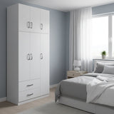 Dulap Athos cu 3 usi, 2 sertare si loft, 90x42x240 cm - Alb