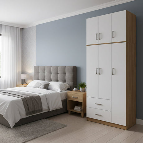 Dulap Athos cu 3 usi, 2 sertare si loft, 90x42x240 cm