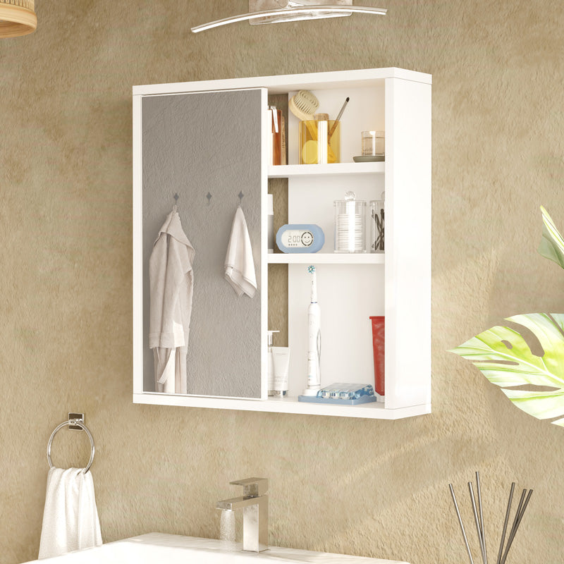 Dulap de baie Bagno cu oglinda, Alb, 60x14x64 cm