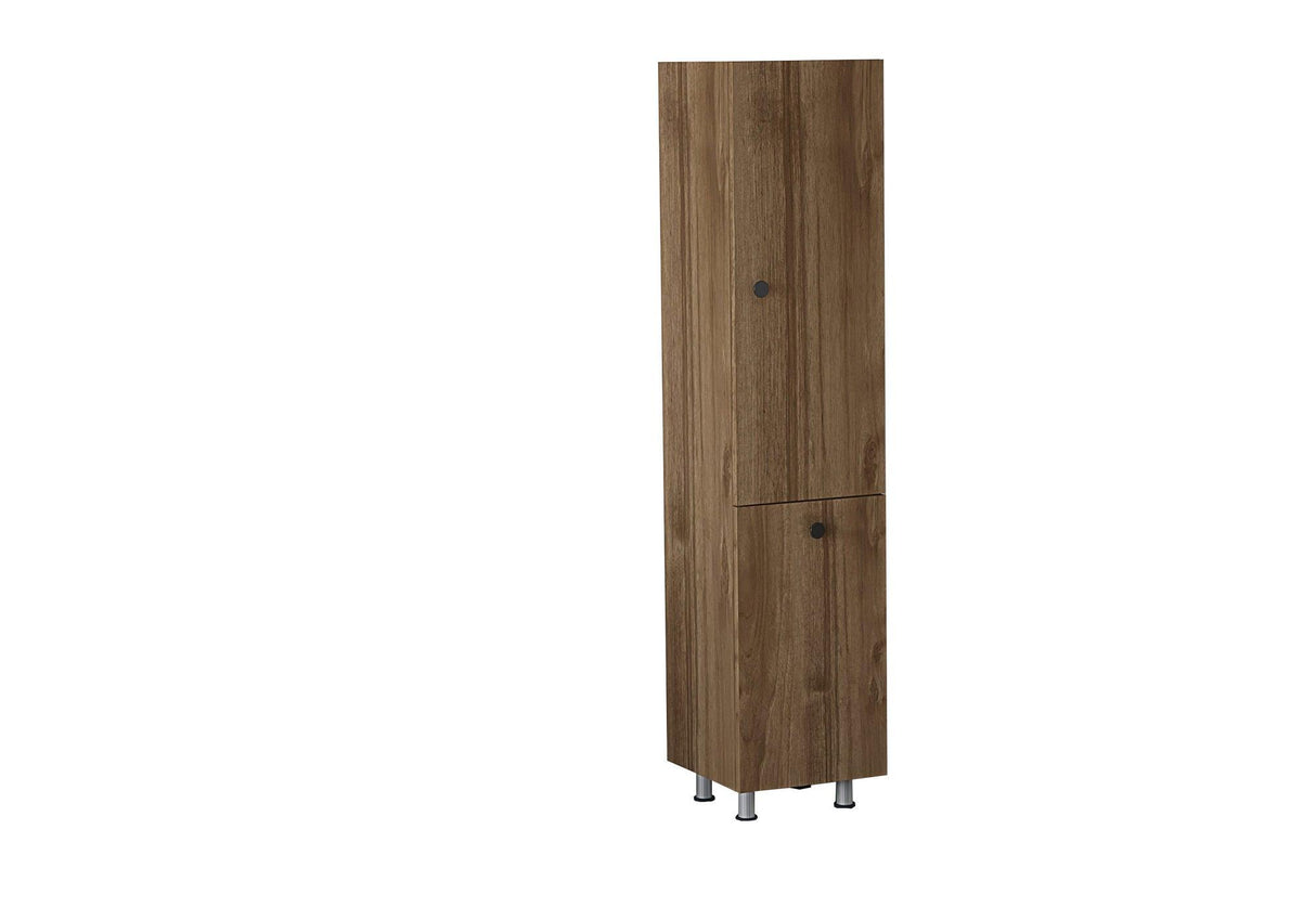 Dulap de baie Lipa cu cos de rufe, Nuc - Alb, 35x155x32 cm - Nuc