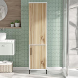 Dulap de Baie Lux cu 2 usi, Alb - Nuc, 45x36x174 cm - Nuc
