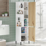 Dulap de Baie Lux cu 2 usi, Alb - Nuc, 45x36x174 cm - Nuc