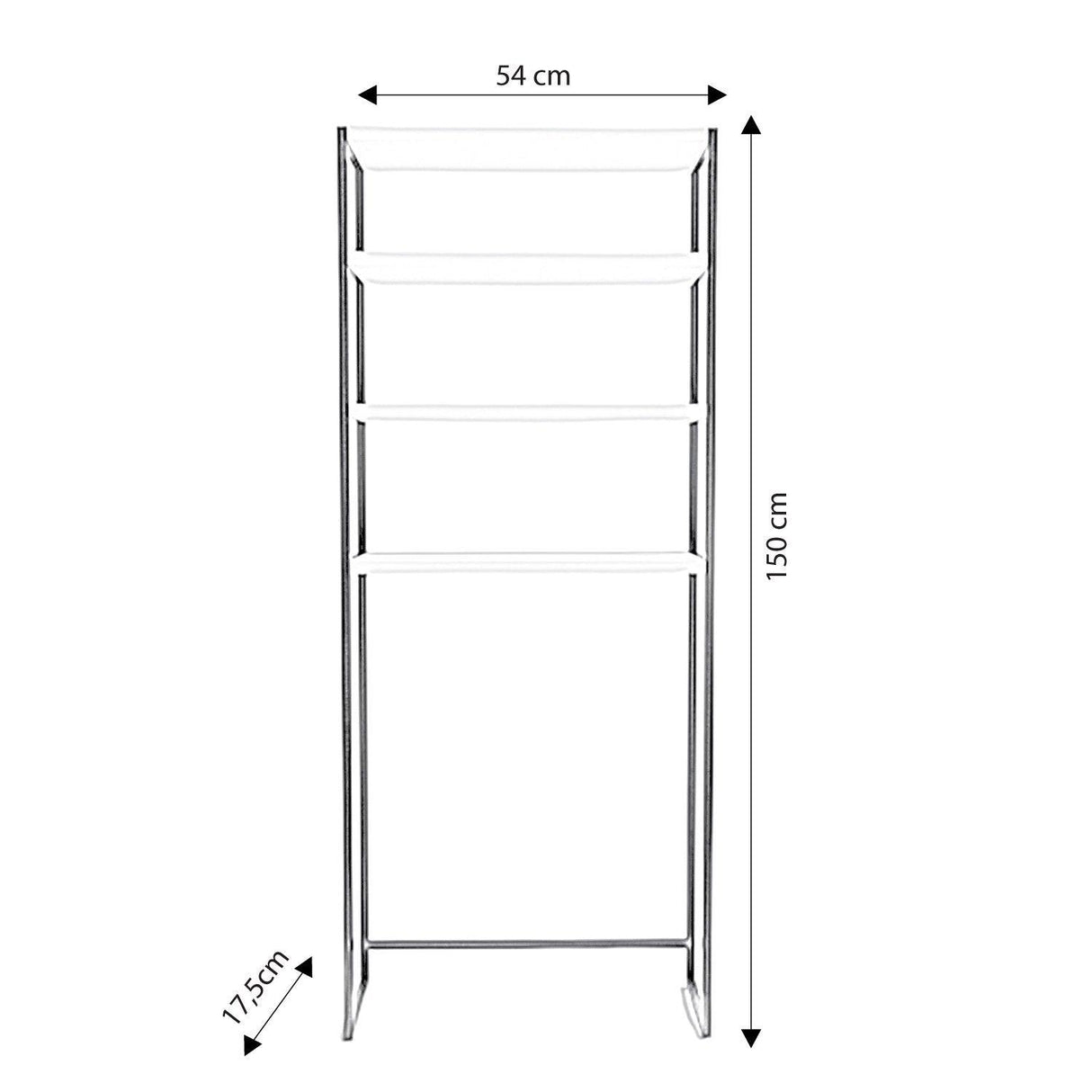 Dulap De Baie Salzgitter cu 4 Rafturi si cadru Metal, Alb, 54x150x18 cm