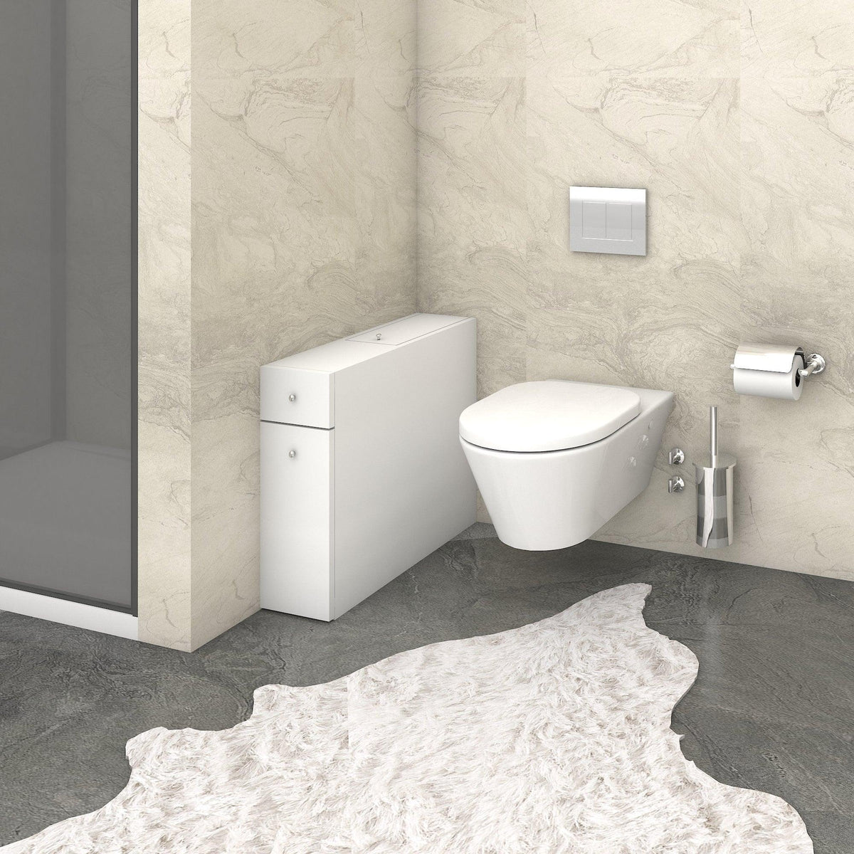 Dulap de baie Smart cu Loc de depozitare, Alb, 19 x 55 x 60 cm