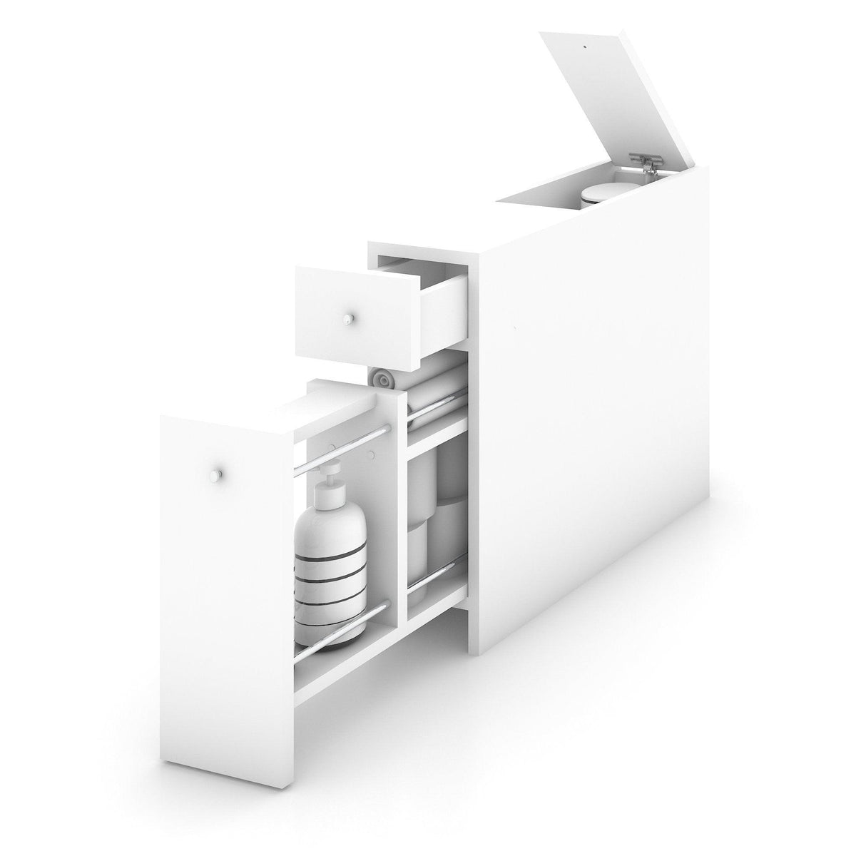 Dulap de baie Smart cu Loc de depozitare, Alb, 19x55x60 cm