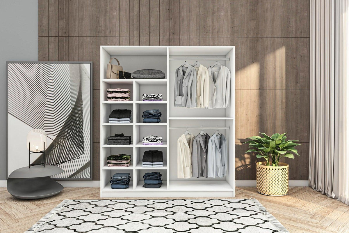 Dulap de Haine cu 6 Usi si 13 Rafturi, Alb, 120 x 170 x 41 Cm