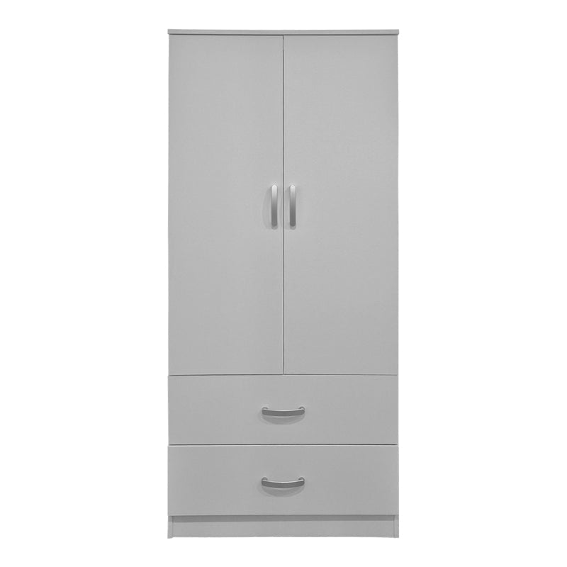 Dulap de haine Alvia cu 2 uși și 2 sertare, Diverse culori, 80x52x180 cm - Alb