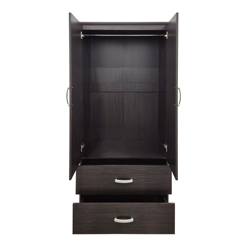 Dulap de haine Alvia cu 2 uși și 2 sertare, Diverse culori, 80x52x180 cm - WENGE