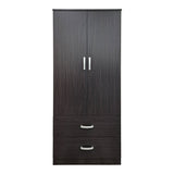 Dulap de haine Alvia cu 2 uși și 2 sertare, Diverse culori, 80x52x180 cm - WENGE