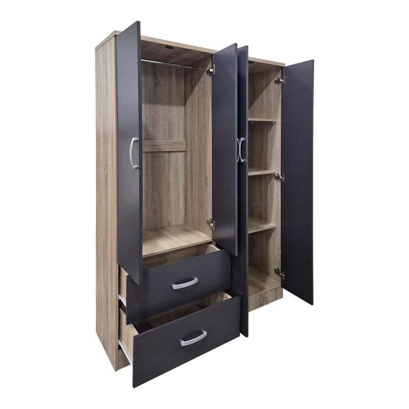 Dulap Lego cu 4 usi si 2 sertare, 121x42x181 cm - Antracit-Sonoma