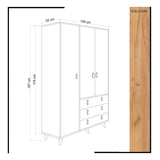 Dulap de Haine Franky, Alb / Stejar, 120x187x52 cm
