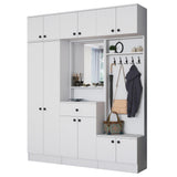Dulap de hol cu Cuier si Pantofar Kent, Alb, 180x227x36 cm