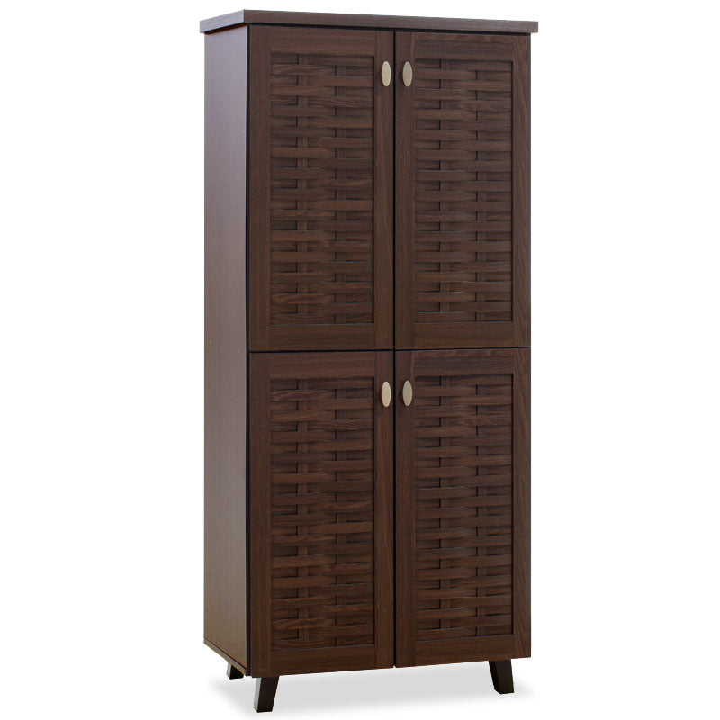 Dulap de pantofi Mantam 4 usi, 24 - 30 de perechi, Sonoma - Nuc, 78x40x170 cm - Nuc