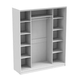 Dulap dormitor cu 2 usi glisante cu oglinda Aparador, Alb - Stejar, 180x60x220 cm - Alb
