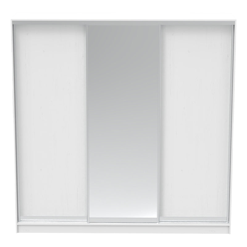 Dulap dormitor cu 2 usi glisante cu oglinda Aparador, Alb - Stejar, 240x60x240 cm - Alb