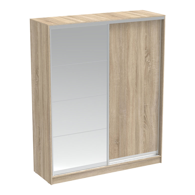 Dulap dormitor cu 2 usi glisante cu oglinda Aparador, Alb - Stejar, 180x60x220 cm - Dulap dormitor cu 2 usi glisante cu oglinda Aparador, Alb - Stejar, 180x60x220 cm