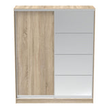 Dulap dormitor cu 2 usi glisante cu oglinda Aparador, Alb - Stejar, 180x60x220 cm - Stejar