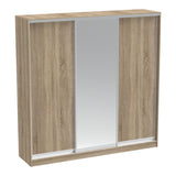 Dulap dormitor cu 2 usi glisante cu oglinda Aparador, Alb - Stejar, 240x60x240 cm - Dulap dormitor cu 2 usi glisante cu oglinda Aparador, Alb - Stejar, 240x60x240 cm