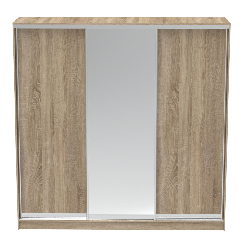 Dulap dormitor cu 2 usi glisante cu oglinda Aparador, Alb - Stejar, 240x60x240 cm - Stejar
