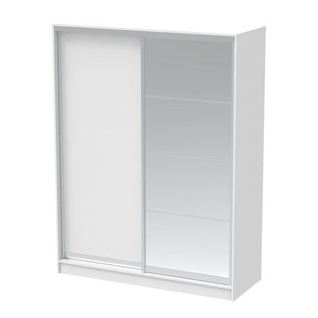 Dulap dormitor cu oglinda Korredor, Alb - Stejar, 160x60x220 cm