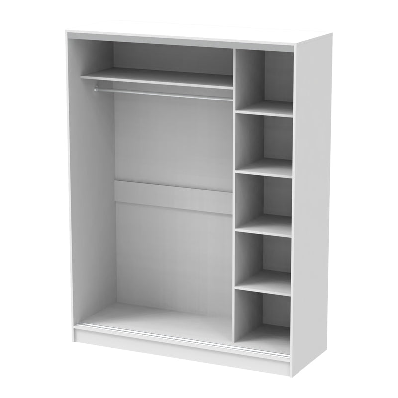 Dulap dormitor cu oglinda Korredor, Alb - Stejar, 160x60x220 cm - Alb