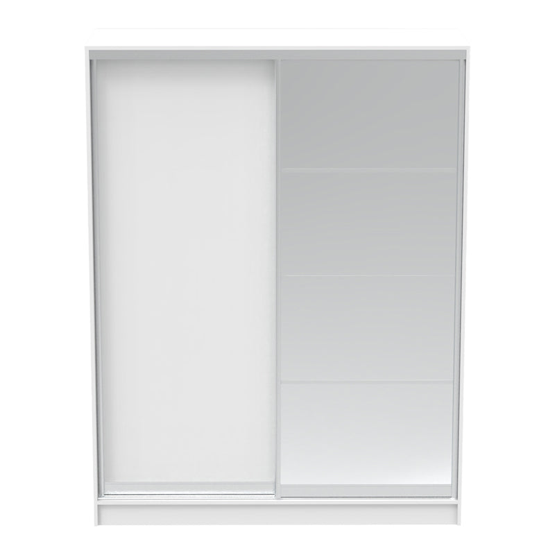 Dulap dormitor cu oglinda Korredor, Alb - Stejar, 160x60x220 cm - Alb