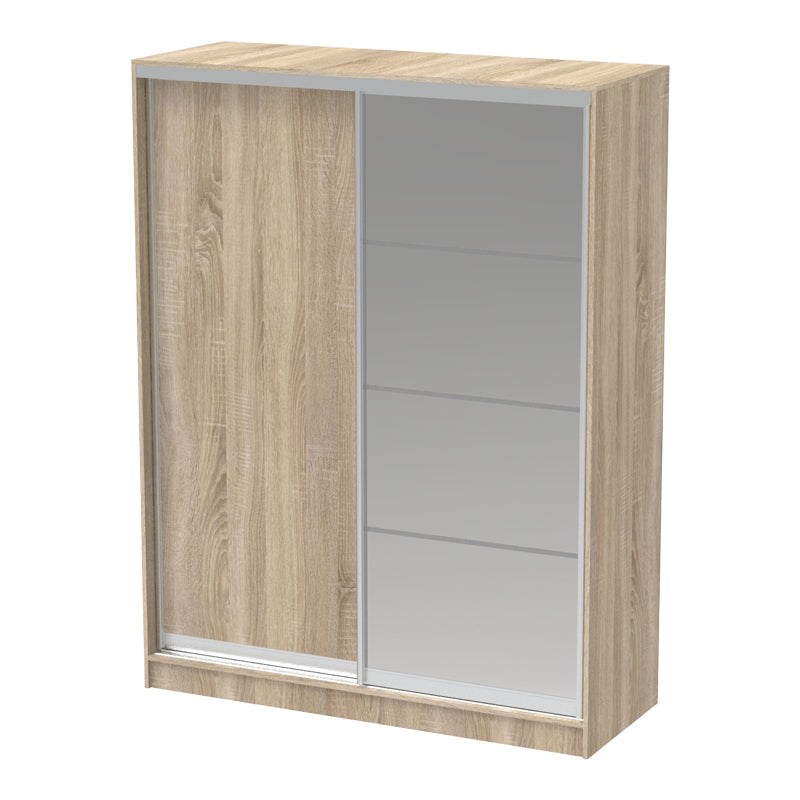 Dulap dormitor cu oglinda Korredor, Alb - Stejar, 160x60x220 cm - Dulap dormitor cu oglinda Korredor, Alb - Stejar, 160x60x220 cm