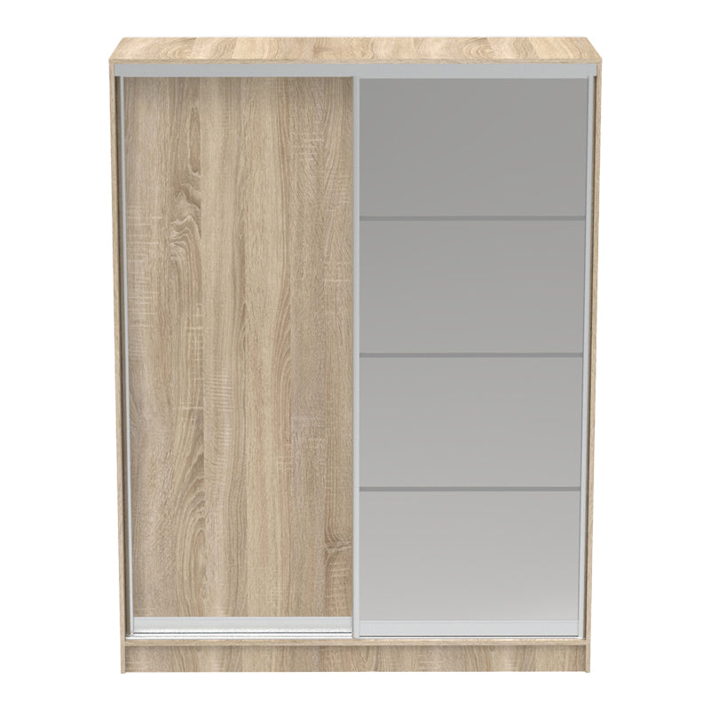 Dulap dormitor cu oglinda Korredor, Alb - Stejar, 160x60x220 cm - Stejar