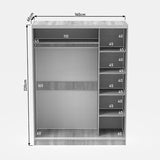 Dulap dormitor cu oglinda Korredor, Alb - Stejar, 160x60x220 cm - Stejar