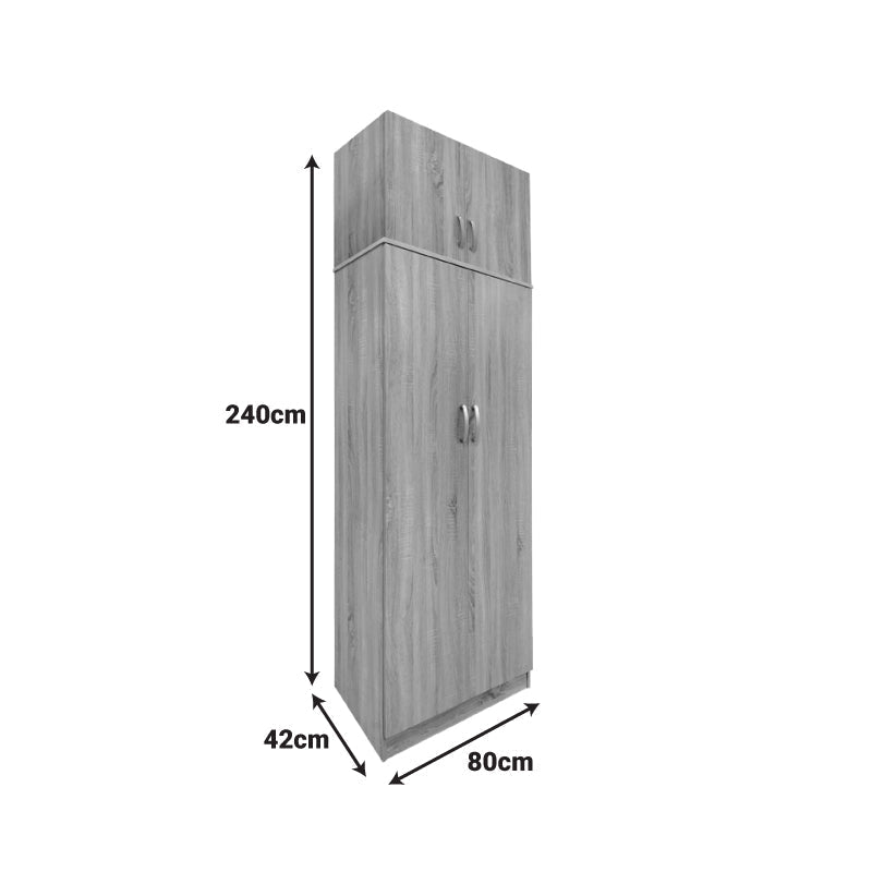 Dulap Athos cu 2 usi si loft, 80x42x240 cm - Sonoma-Antracit