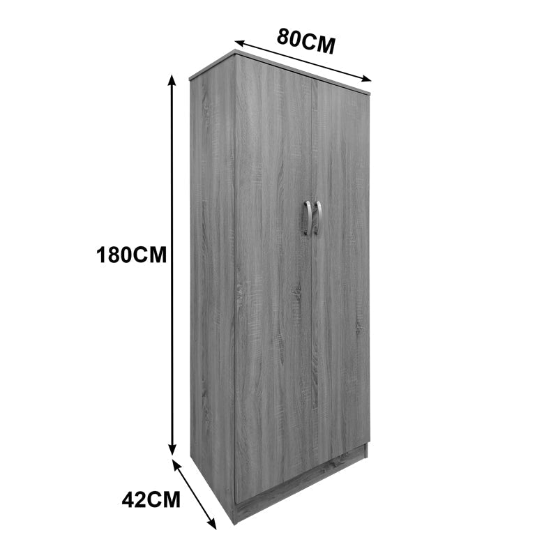 Dulap Athos cu 2 usi, 80x42x180 cm - Sonoma-Alb
