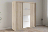 Dulap Elodie cu 3 usi culisante cu oglinda, Alb - Sonoma, 200x61x216 cm - Alb