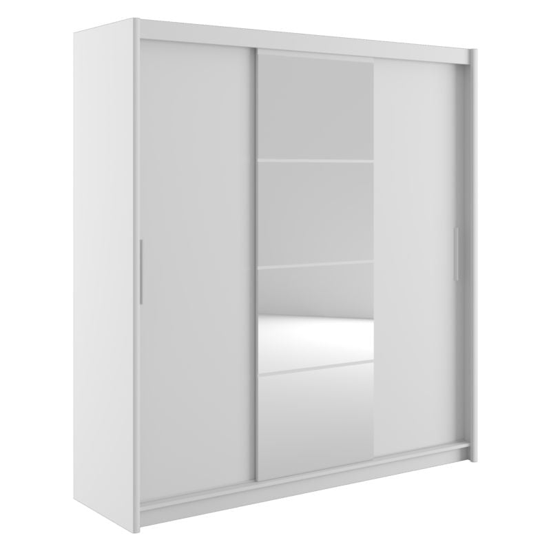Dulap Elodie cu 3 usi culisante cu oglinda, Alb - Sonoma, 200x61x216 cm - Dulap Elodie cu 3 usi culisante cu oglinda, Alb - Sonoma, 200x61x216 cm