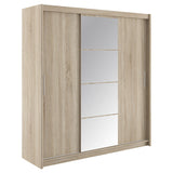 Dulap Elodie cu 3 usi culisante cu oglinda, Alb - Sonoma, 200x61x216 cm - Dulap Elodie cu 3 usi culisante cu oglinda, Alb - Sonoma, 200x61x216 cm - 192-000024