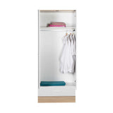 Dulap Haine GRD-821-MB-2 Home Collection® Base, 2 usi cu sertar si umeras, Alb, 80x198x52 cm