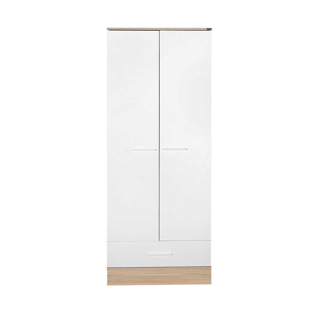 Dulap Haine GRD-821-MB-2 Home Collection® Base, 2 usi cu sertar si umeras, Alb, 80x198x52 cm