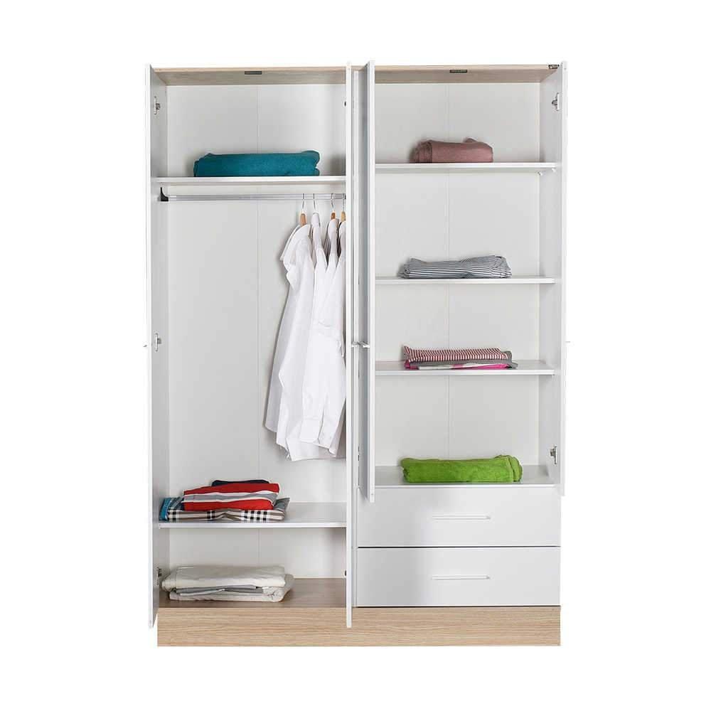 Dulap Haine GRD-842-MB-3 Home Collection® Base, 4 usi, 2 sertare, Alb, 137x198x52 cm