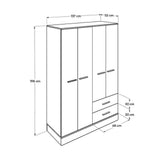 Dulap Haine GRD-842-MB-3 Home Collection® Base, 4 usi, 2 sertare, Alb, 137x198x52 cm
