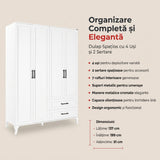 Dulap Haine GRD-1042-DD-3 Home Collection® Country, 4 usi cu 2 sertare, Alb, 137x199x51 cm