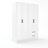 Dulap Haine GRD-1042-DD-3 Home Collection® Country, 4 usi cu 2 sertare, Alb, 137x199x51 cm