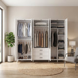 Dulap Haine GRD-1063-DD-5 Home Collection® Country, 6 usi cu 3 sertare, Alb, 240x224x62 cm