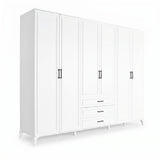 Dulap Haine GRD-1063-DD-5 Home Collection® Country, 6 usi cu 3 sertare, Alb, 240x224x62 cm