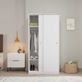 Dulap Haine SWD-436-BB-2 Home Collection® cu 2 usi glisante si 6 compartimente, Alb, 94x182x52 cm