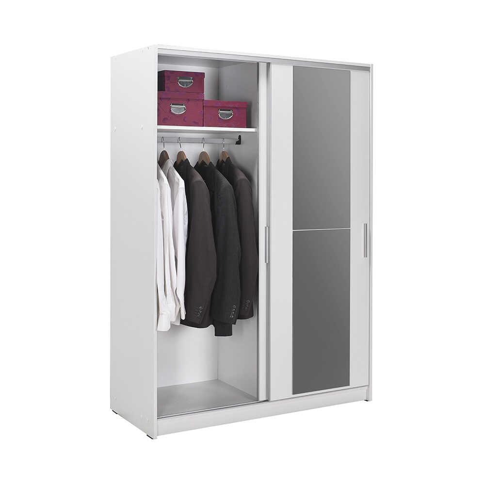 Dulap Haine SWD-512-BB-2 Home Collection® Elit Mediu, 2 usi glisante cu oglinda, Alb - Natur - Sonoma, 120x182x52 cm - Alb | SKU: SWD-512-BB-2, SWD-512-TT-2, SWD-512-SN-2