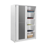 Dulap Haine SWD-512-BB-2 Home Collection® Elit Mediu, 2 usi glisante cu oglinda, Alb - Natur - Sonoma, 120x182x52 cm - Alb | SKU: SWD-512-BB-2, SWD-512-TT-2, SWD-512-SN-2